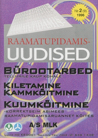 Raamatupidamisuudised : RUP : majandusajakiri ; 2 (9) 1996