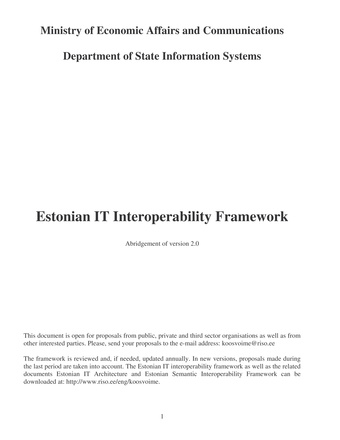 Estonian IT interoperability framework: abridgement of version 2.0